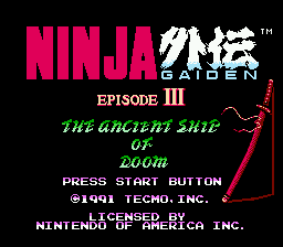 Ninja Gaiden III: The Ancient Ship of Doom title screenshot